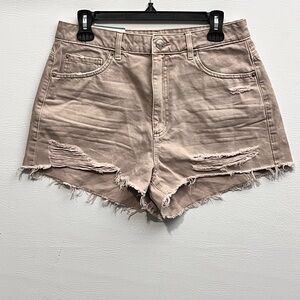 Garage Festival Distressed Tan Women High Waist Shorts sz 29/ 9 NWT